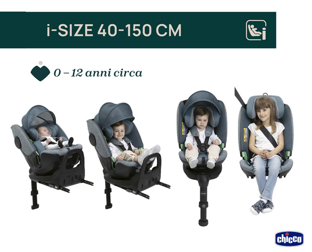 Chicco Bi-Seat Air and Full 360 i-Size - Configurazioni di utilizzo dalla nascita ai 12 anni