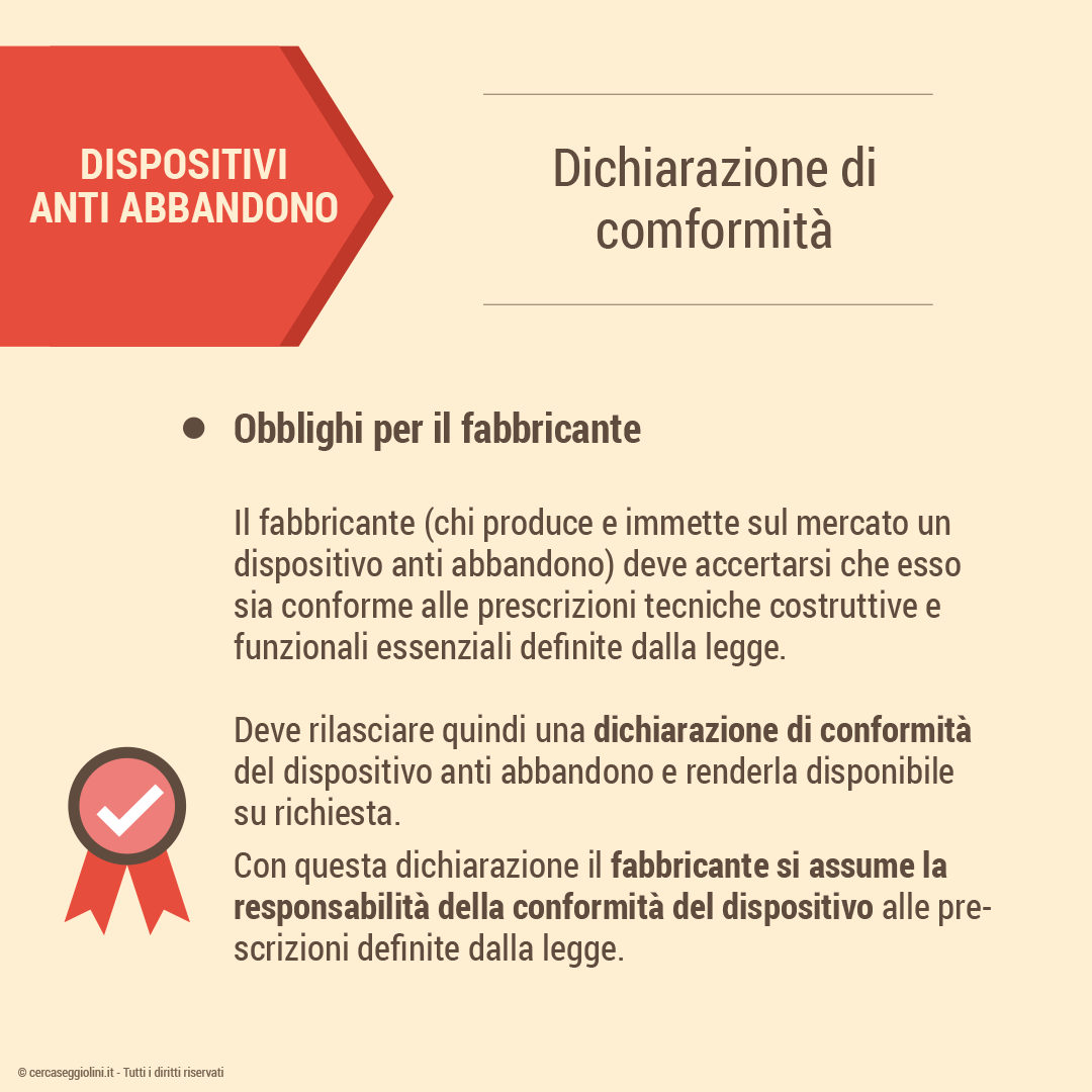 Dispositivi anti abbandono - La dichiarazione di conformit